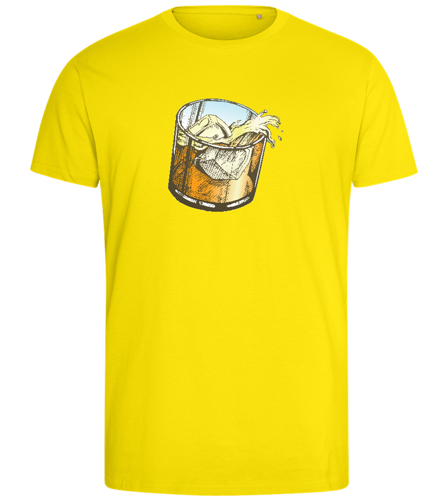 Whiskey Glass Design - Comfort men's fitted t-shirt_YELLOW_front