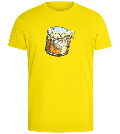 Whiskey Glass Design - Comfort men's fitted t-shirt_YELLOW_front