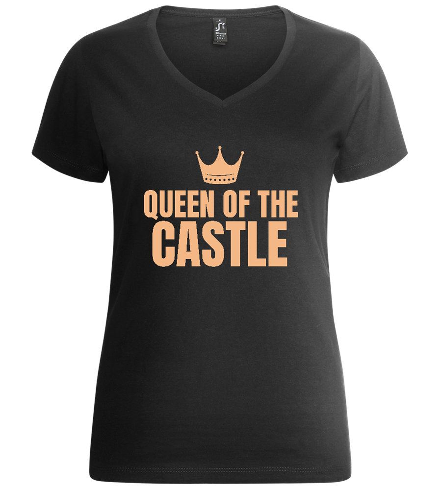 Queen of the Castle Design - Premium women's v-neck t-shirt_DEEP BLACK_front