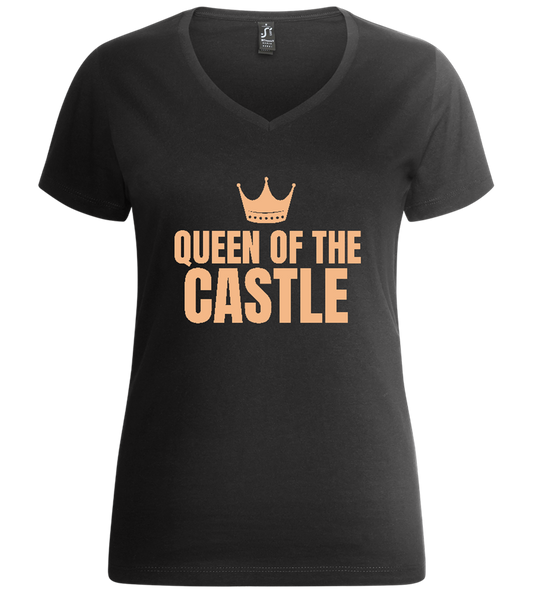 Queen of the Castle Design - Premium women's v-neck t-shirt_DEEP BLACK_front