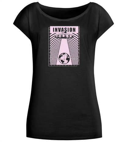 Invasion Ufo Design - Comfort long t-shirt_DEEP BLACK_front