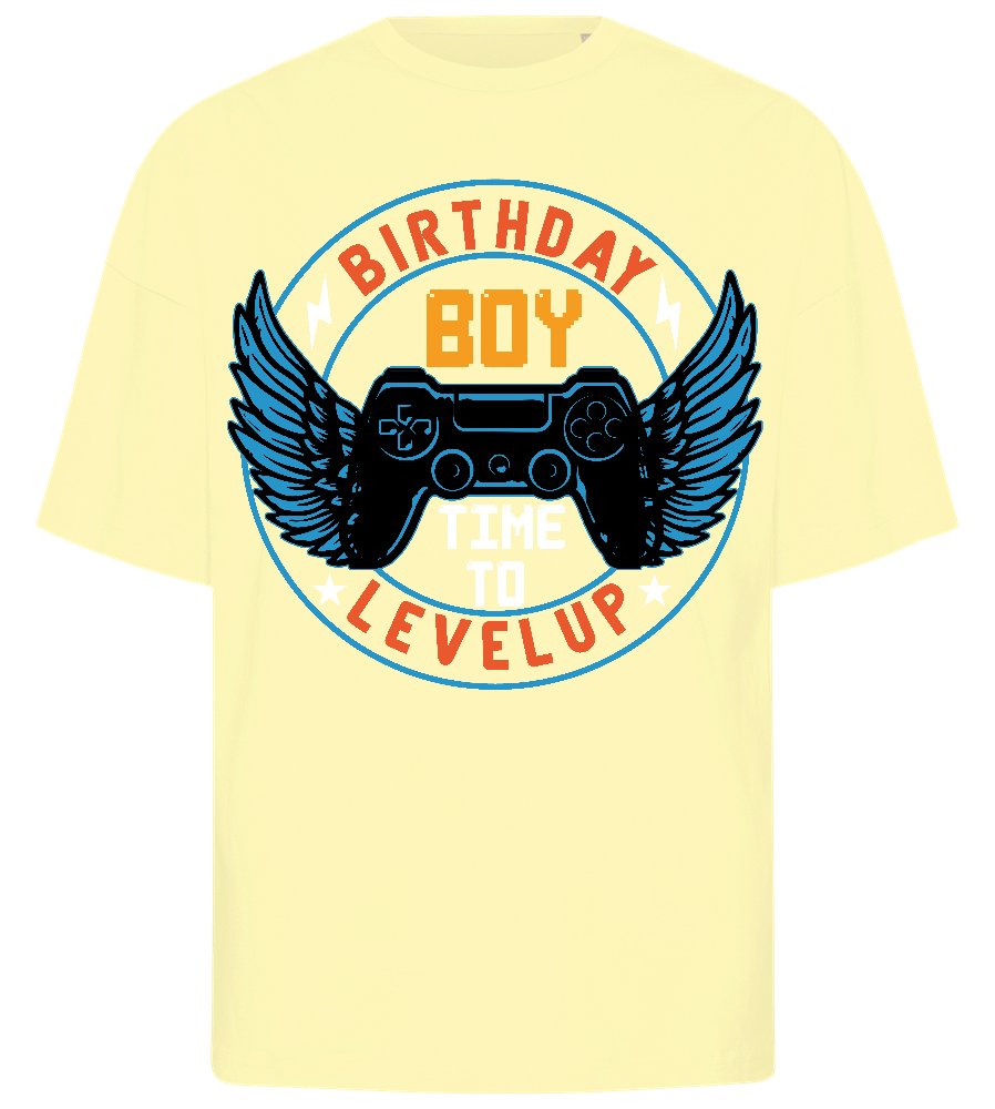 Level Up Birthday Boy Design - Premium men's oversized t-shirt_LIGHT YELLOW_front