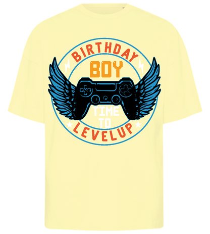 Level Up Birthday Boy Design - Premium men's oversized t-shirt_LIGHT YELLOW_front