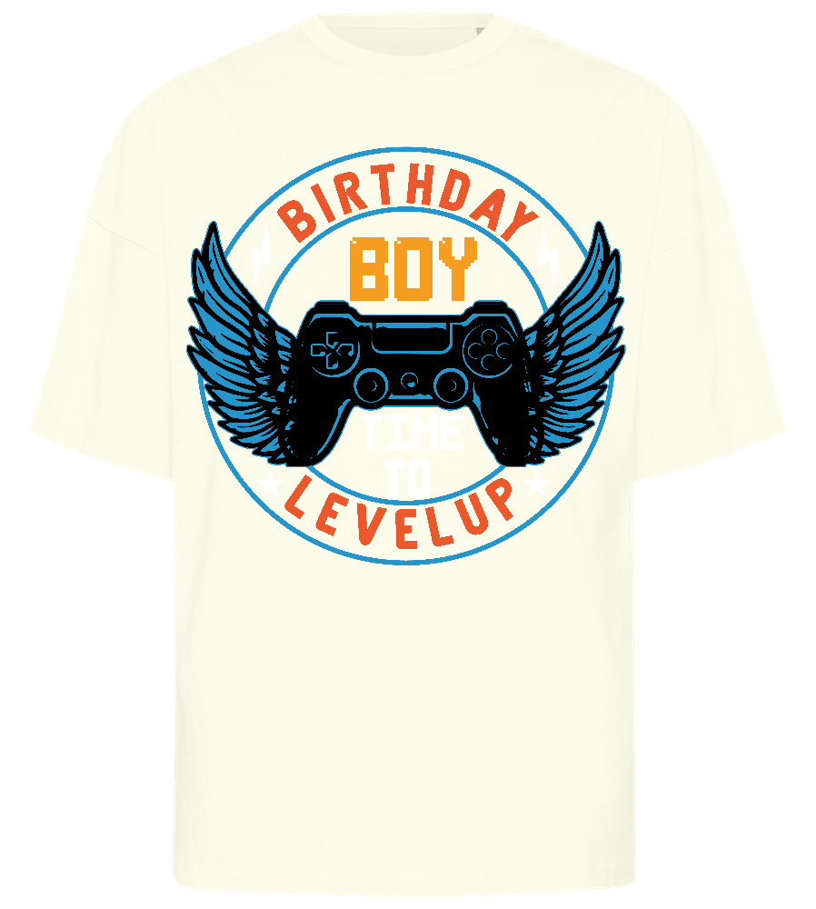 Level Up Birthday Boy Design - Premium men's oversized t-shirt_OFF-WHITE_front