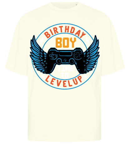 Level Up Birthday Boy Design - Premium men's oversized t-shirt_OFF-WHITE_front