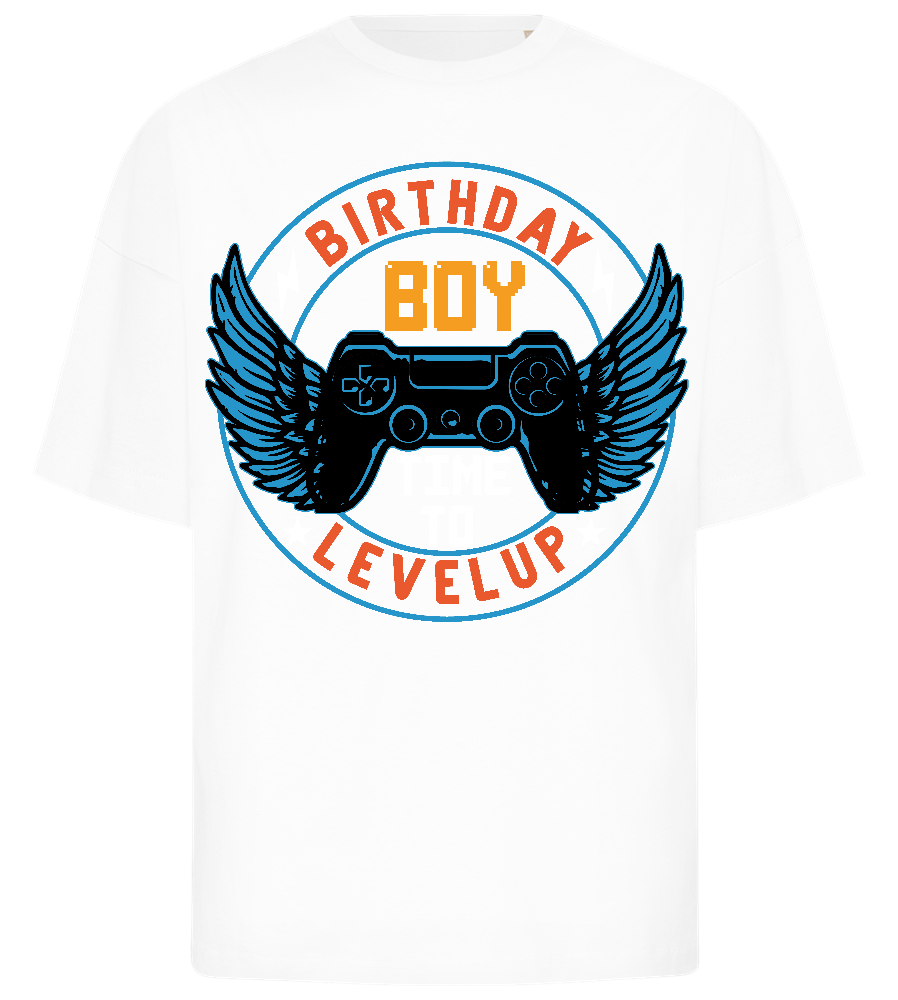 Level Up Birthday Boy Design - Premium men's oversized t-shirt_WHITE_front