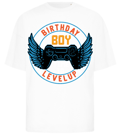 Level Up Birthday Boy Design - Premium men's oversized t-shirt_WHITE_front