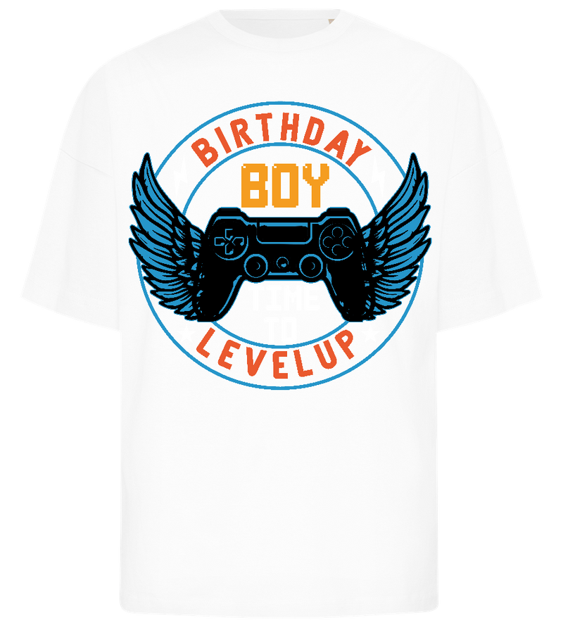 Level Up Birthday Boy Design - Premium men's oversized t-shirt_WHITE_front