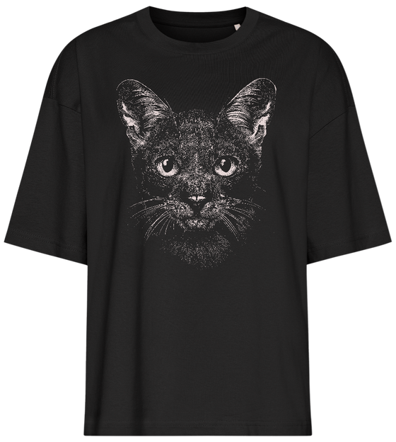 Realistic Cat Design - Premium women's oversized t-shirt_DEEP BLACK_front