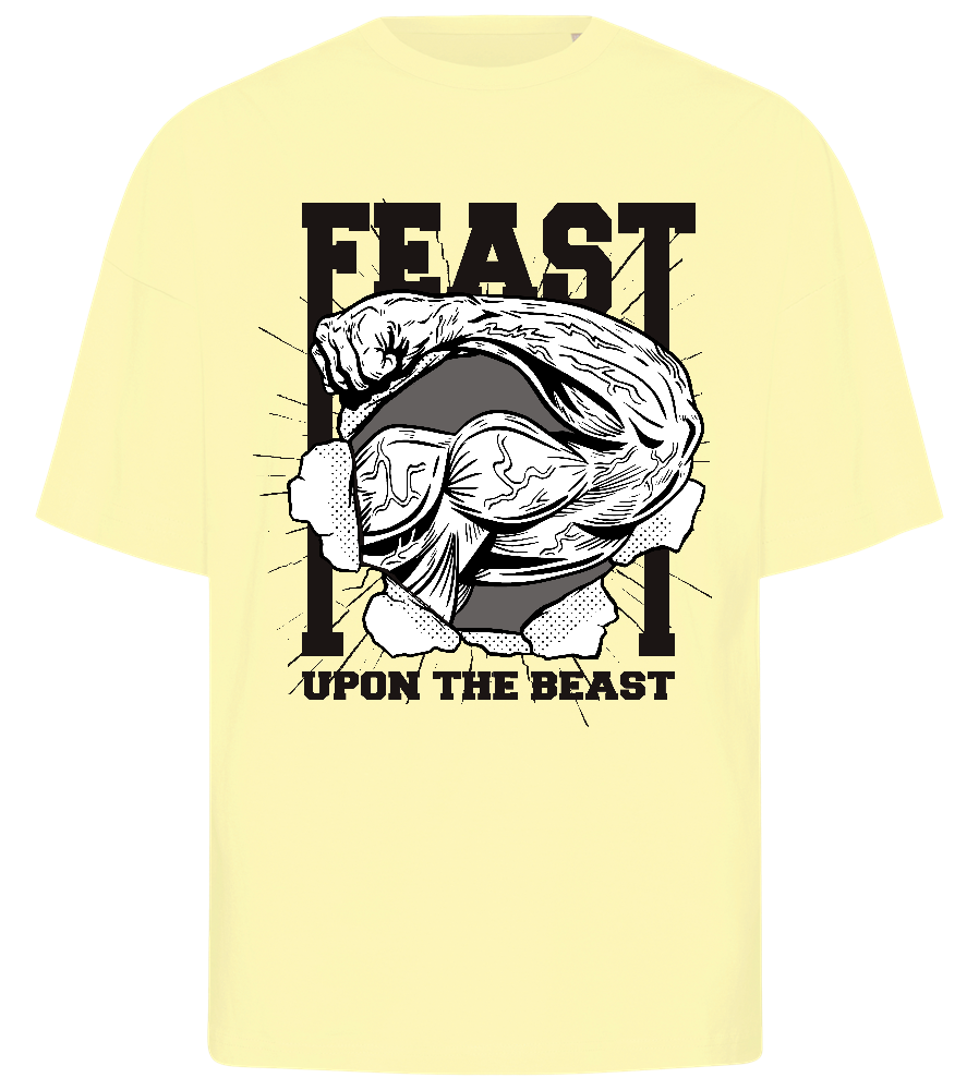 Feast upon the Beast Design - Premium men's oversized t-shirt_LIGHT YELLOW_front