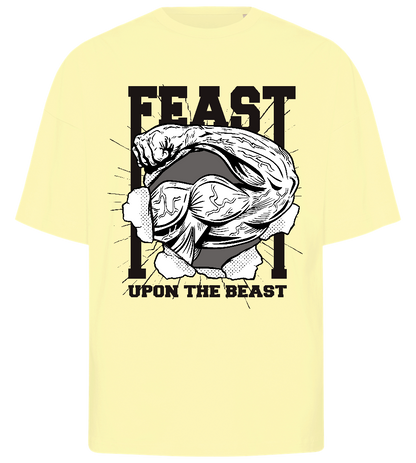 Feast upon the Beast Design - Premium men's oversized t-shirt_LIGHT YELLOW_front