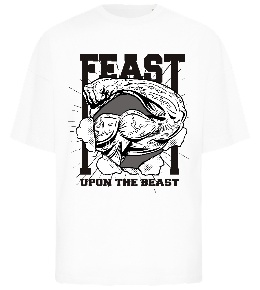 Feast upon the Beast Design - Premium men's oversized t-shirt_WHITE_front