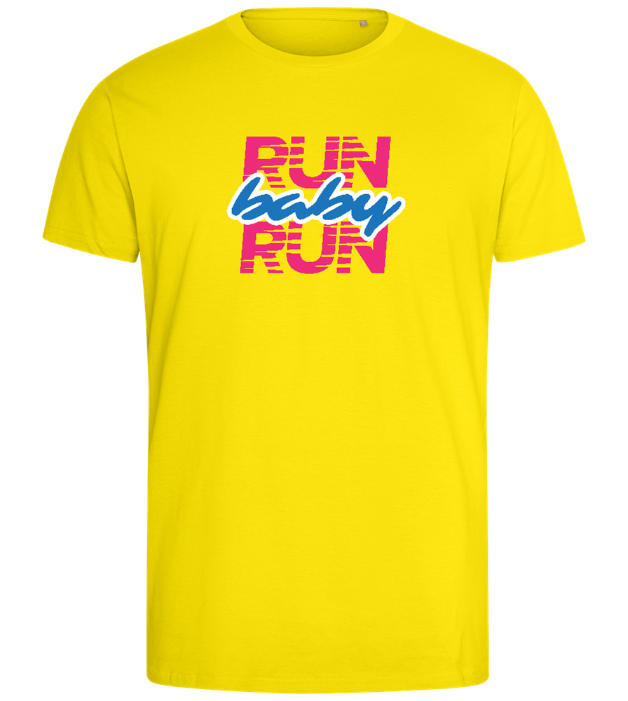 Run Baby Run Design - Comfort men's fitted t-shirt_YELLOW_front