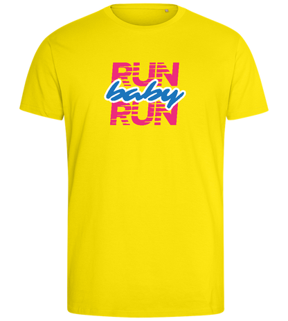 Run Baby Run Design - Comfort men's fitted t-shirt_YELLOW_front