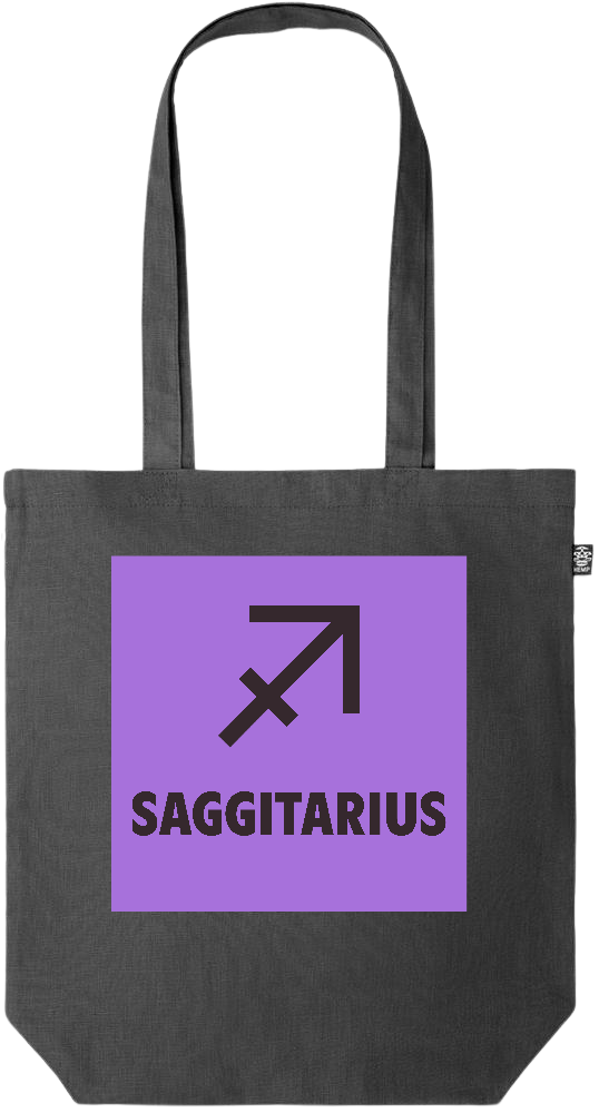 Zodiac Saggitarius Design - Premium colored organic hemp tote bag_BLACK_front