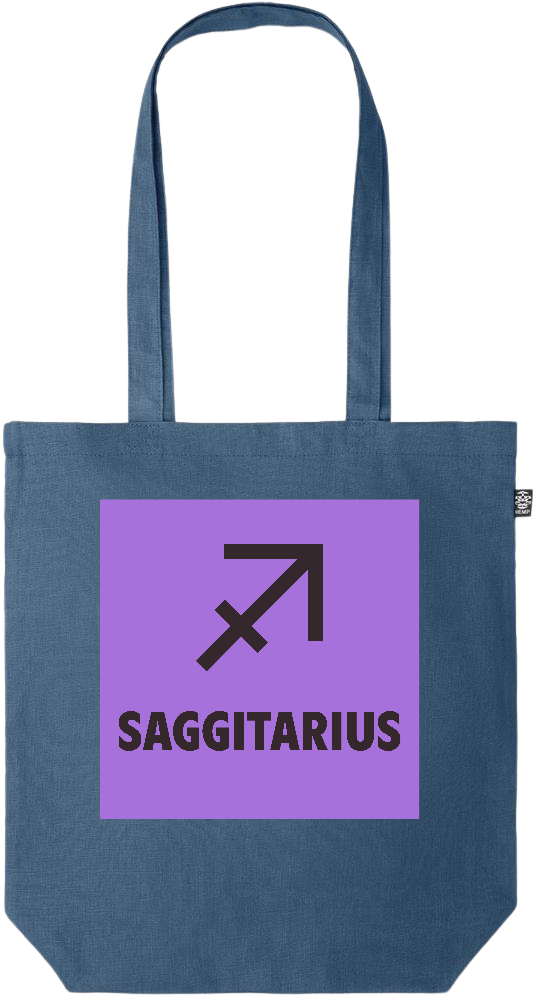 Zodiac Saggitarius Design - Premium colored organic hemp tote bag_BLUE_front