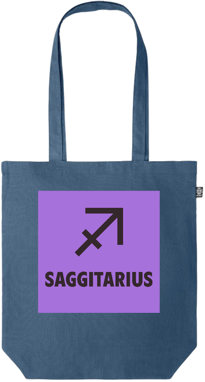 Zodiac Saggitarius Design - Premium colored organic hemp tote bag_BLUE_front