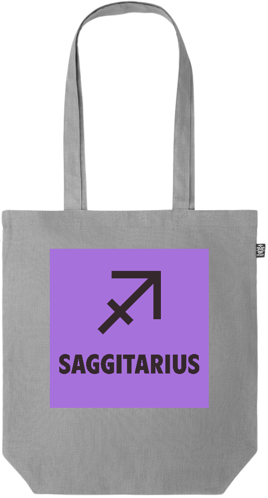 Zodiac Saggitarius Design - Premium colored organic hemp tote bag_GREY_front