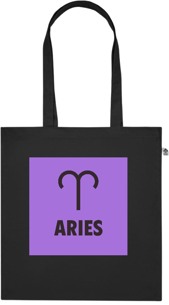 Zodiac Aries Design - Premium colored organic cotton tote bag_BLACK_front