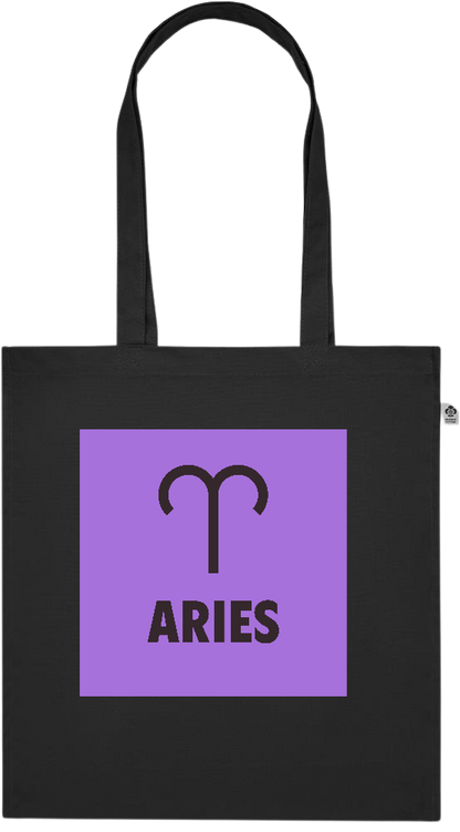 Zodiac Aries Design - Premium colored organic cotton tote bag_BLACK_front