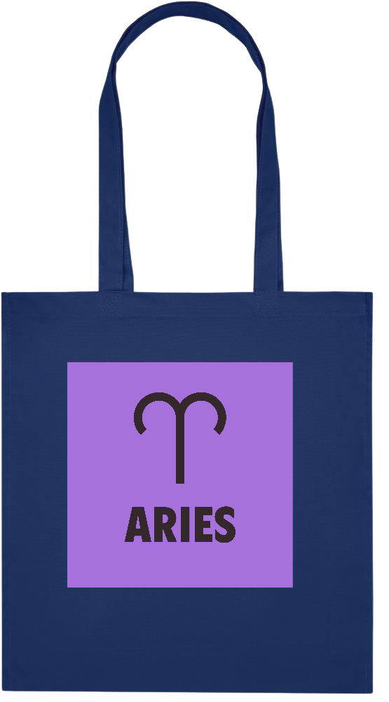 Zodiac Aries Design - Premium colored organic cotton tote bag_BLUE_front