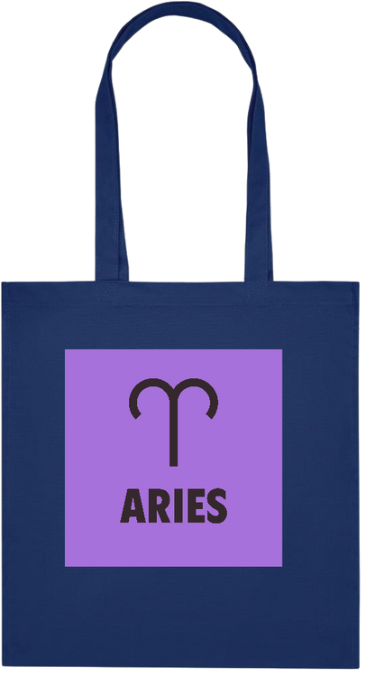 Zodiac Aries Design - Premium colored organic cotton tote bag_BLUE_front