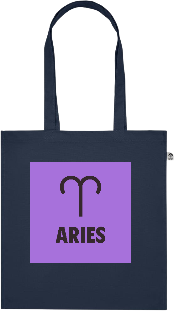 Zodiac Aries Design - Premium colored organic cotton tote bag_FRENCH NAVY_front