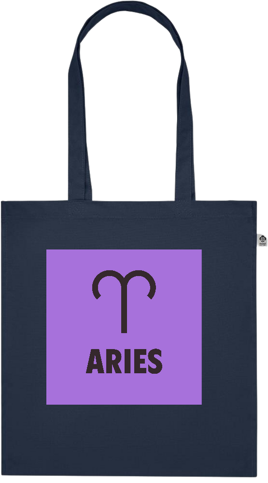 Zodiac Aries Design - Premium colored organic cotton tote bag_FRENCH NAVY_front