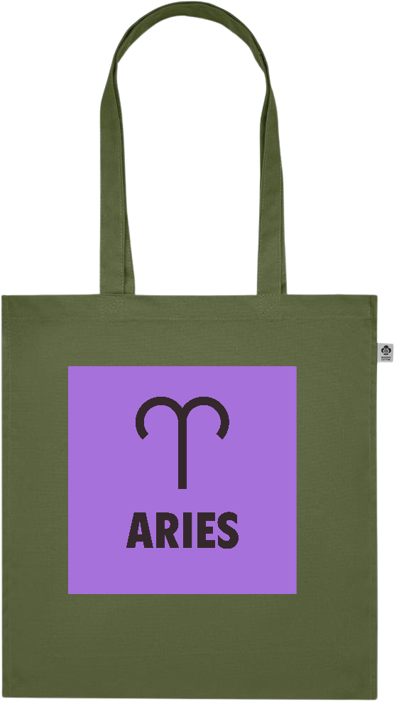 Zodiac Aries Design - Premium colored organic cotton tote bag_GREEN_front