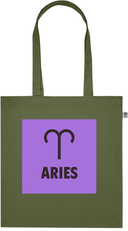 Zodiac Aries Design - Premium colored organic cotton tote bag_GREEN_front