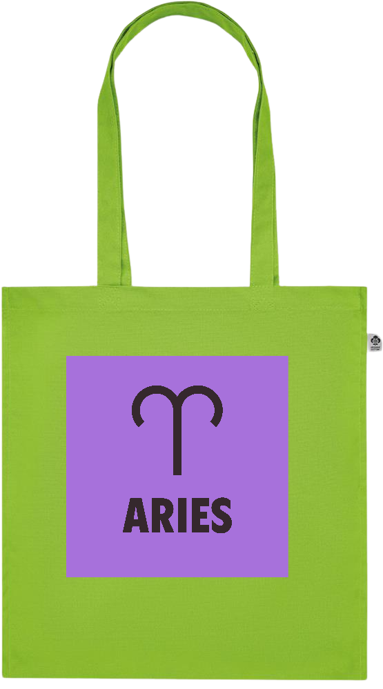 Zodiac Aries Design - Premium colored organic cotton tote bag_LIME_front