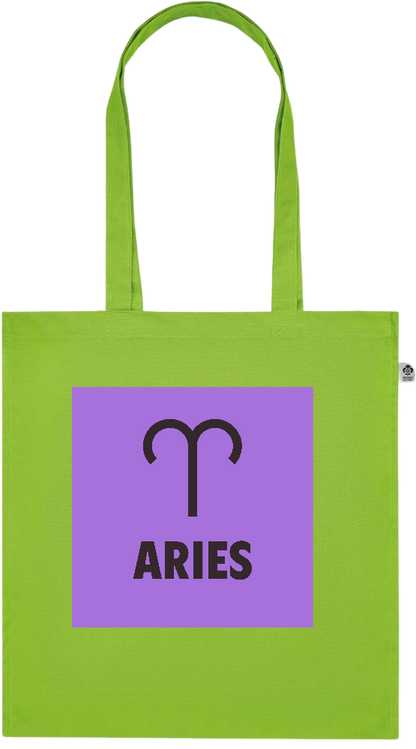 Zodiac Aries Design - Premium colored organic cotton tote bag_LIME_front