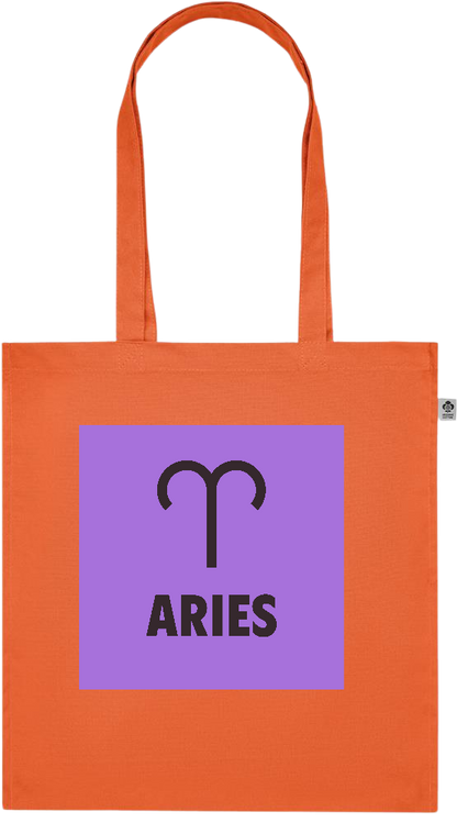 Zodiac Aries Design - Premium colored organic cotton tote bag_ORANGE_front