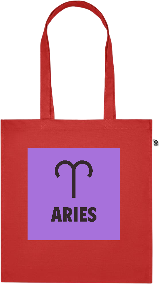 Zodiac Aries Design - Premium colored organic cotton tote bag_RED_front