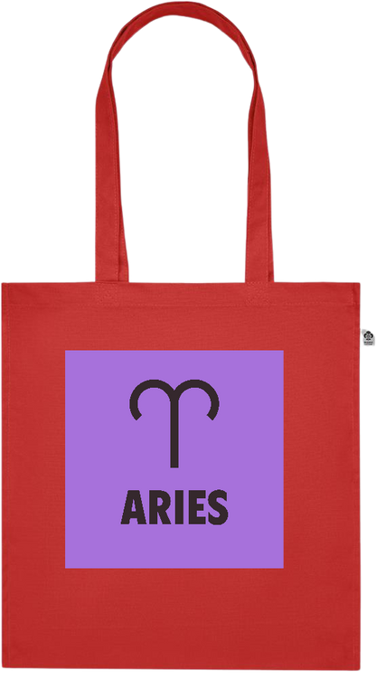 Zodiac Aries Design - Premium colored organic cotton tote bag_RED_front