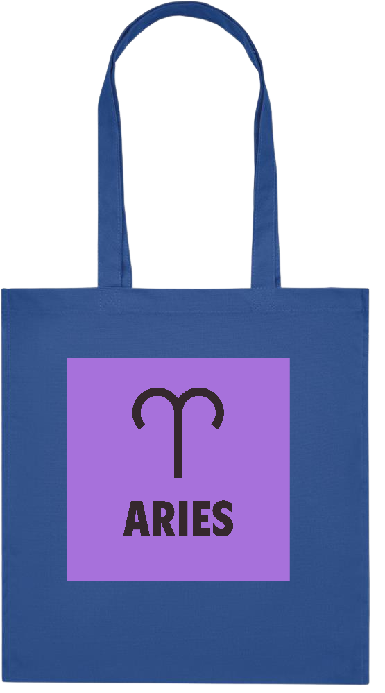 Zodiac Aries Design - Premium colored organic cotton tote bag_ROYAL BLUE_front