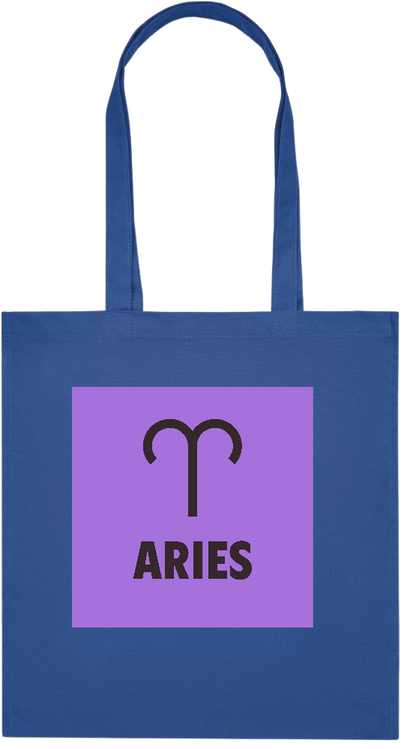 Zodiac Aries Design - Premium colored organic cotton tote bag_ROYAL BLUE_front