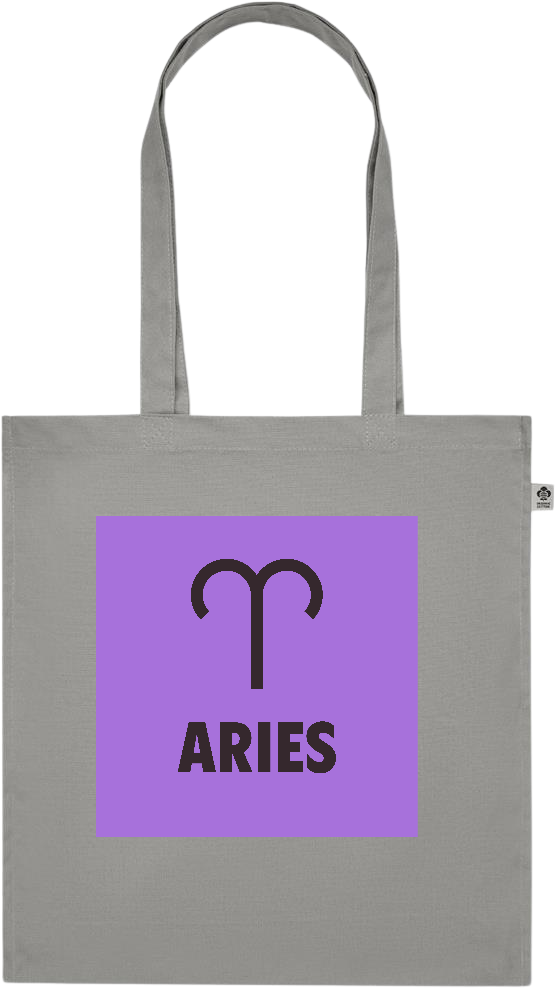 Zodiac Aries Design - Premium colored organic cotton tote bag_STONE GREY_front