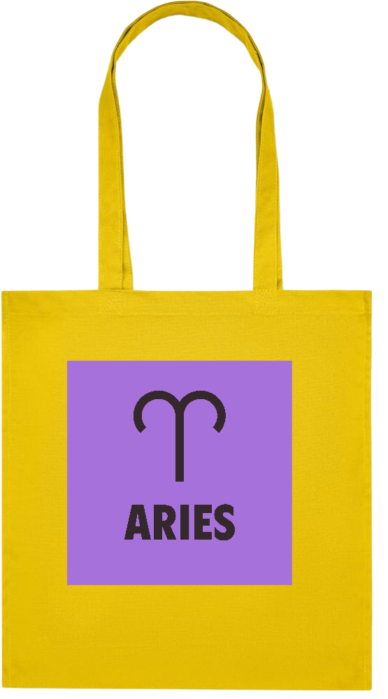 Zodiac Aries Design - Premium colored organic cotton tote bag_YELLOW_front