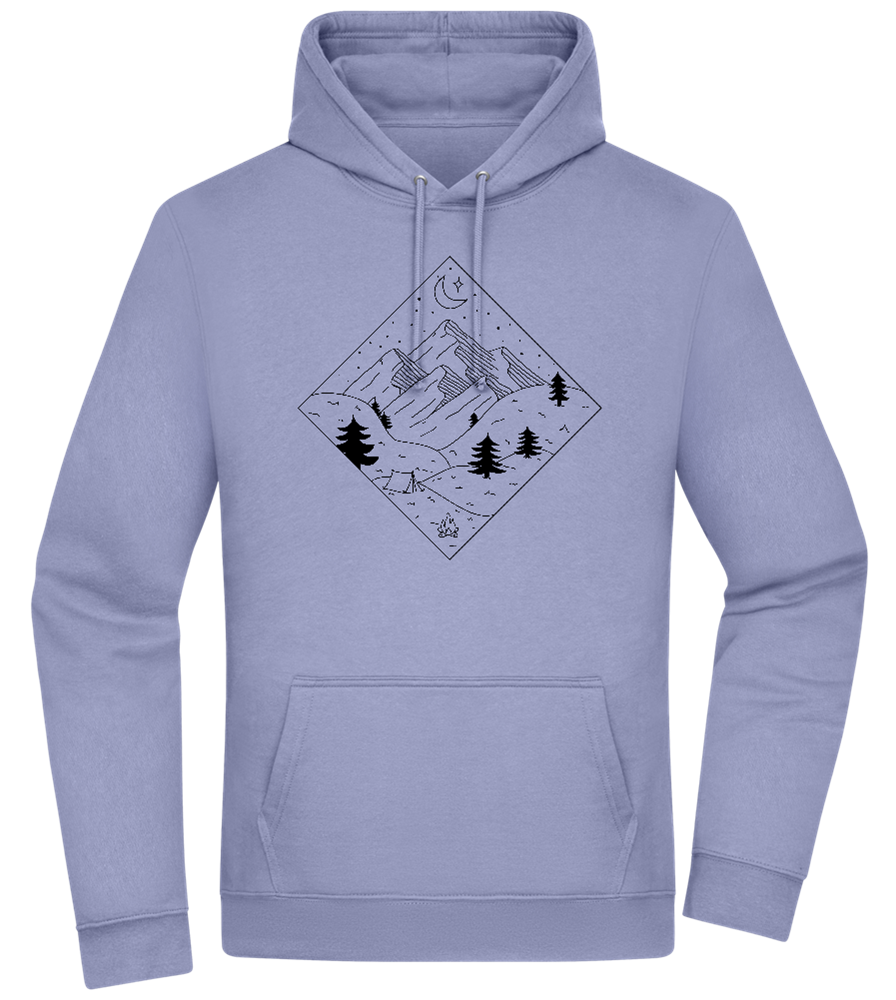 Mountain Landscape Outline Design - Premium Essential Unisex Hoodie_BLUE_front