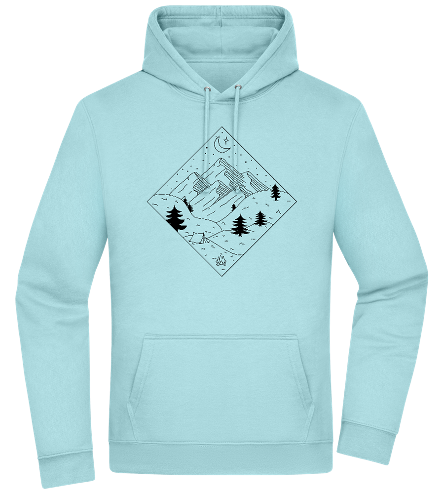 Mountain Landscape Outline Design - Premium Essential Unisex Hoodie_POOL BLUE_front