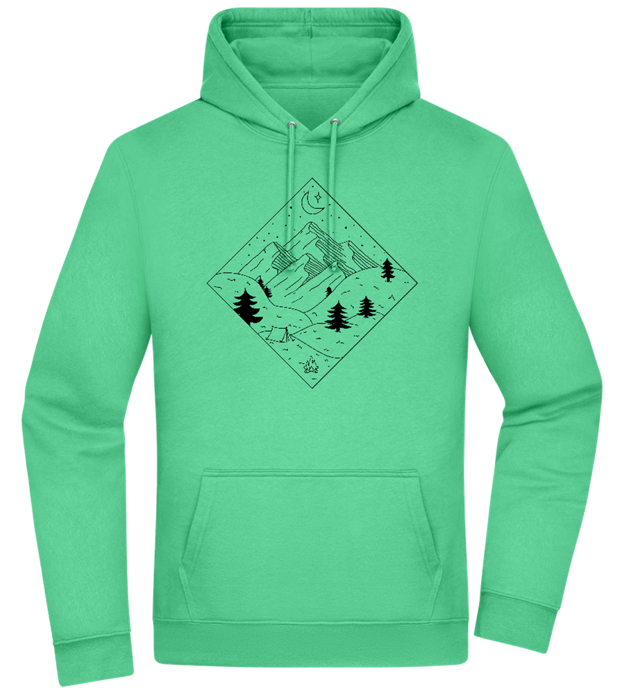 Mountain Landscape Outline Design - Premium Essential Unisex Hoodie_SPRING GREEN_front