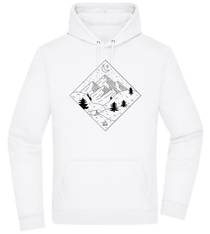 Mountain Landscape Outline Design - Premium Essential Unisex Hoodie_WHITE_front