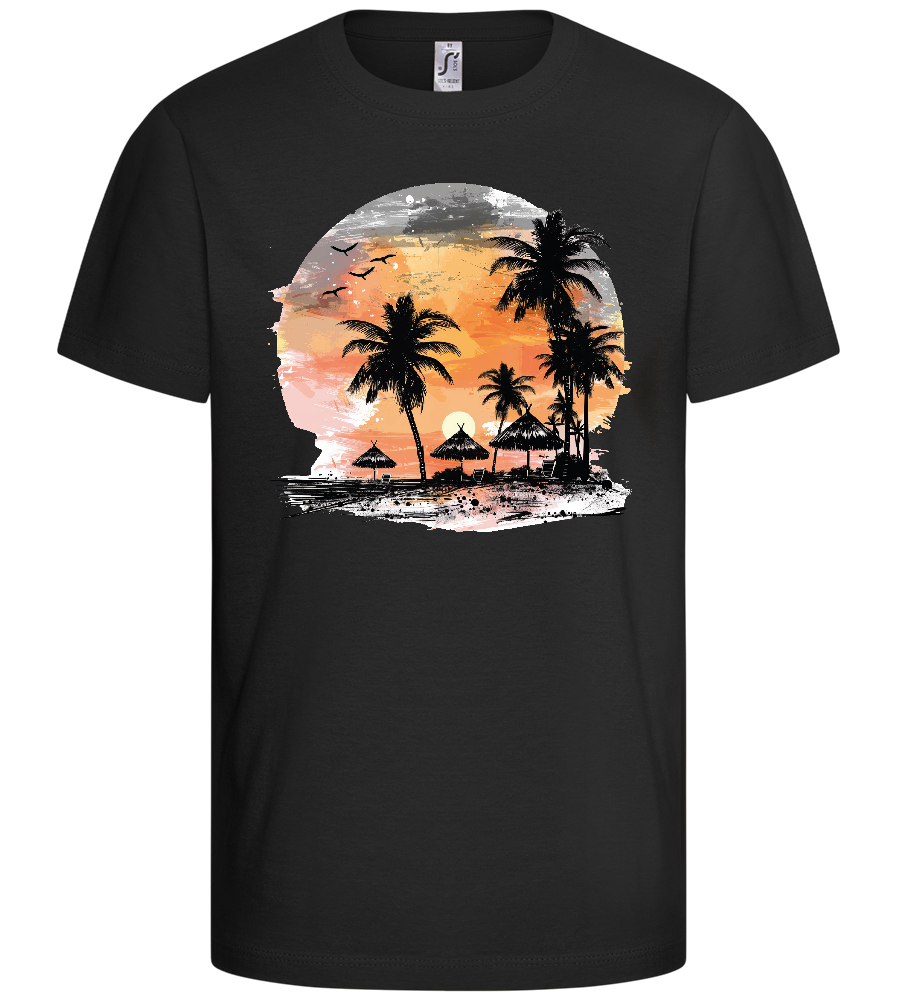 Tropical Sunset Design - Comfort kids fitted t-shirt_DEEP BLACK_front