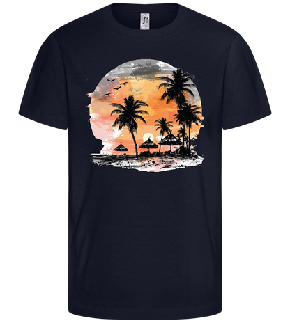 Tropical Sunset Design - Comfort kids fitted t-shirt_FRENCH NAVY_front