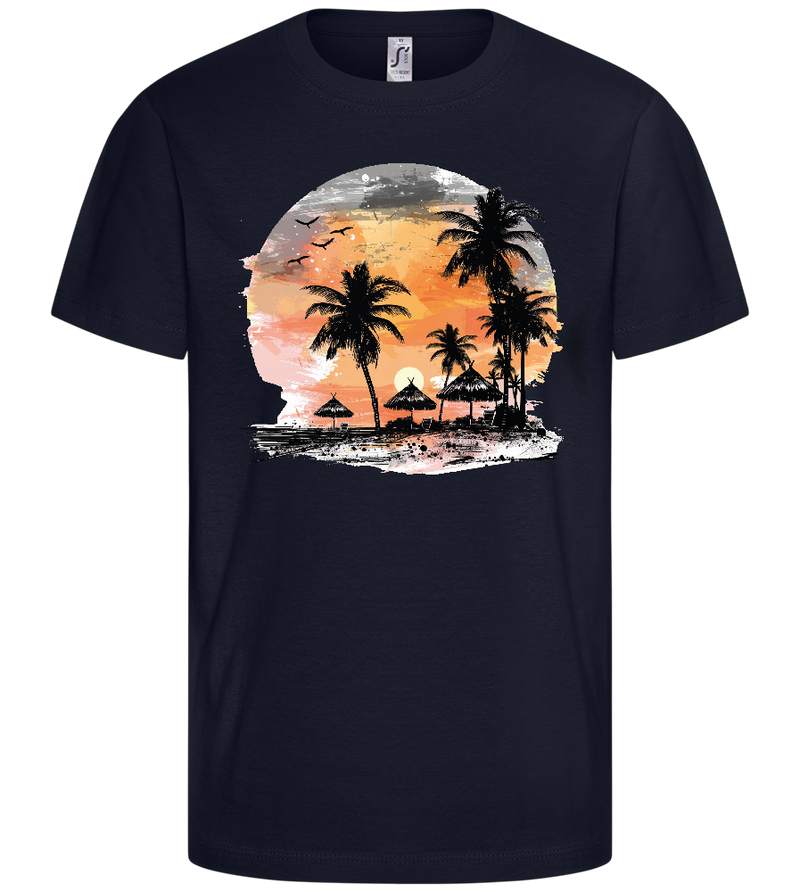 Tropical Sunset Design - Comfort kids fitted t-shirt_FRENCH NAVY_front