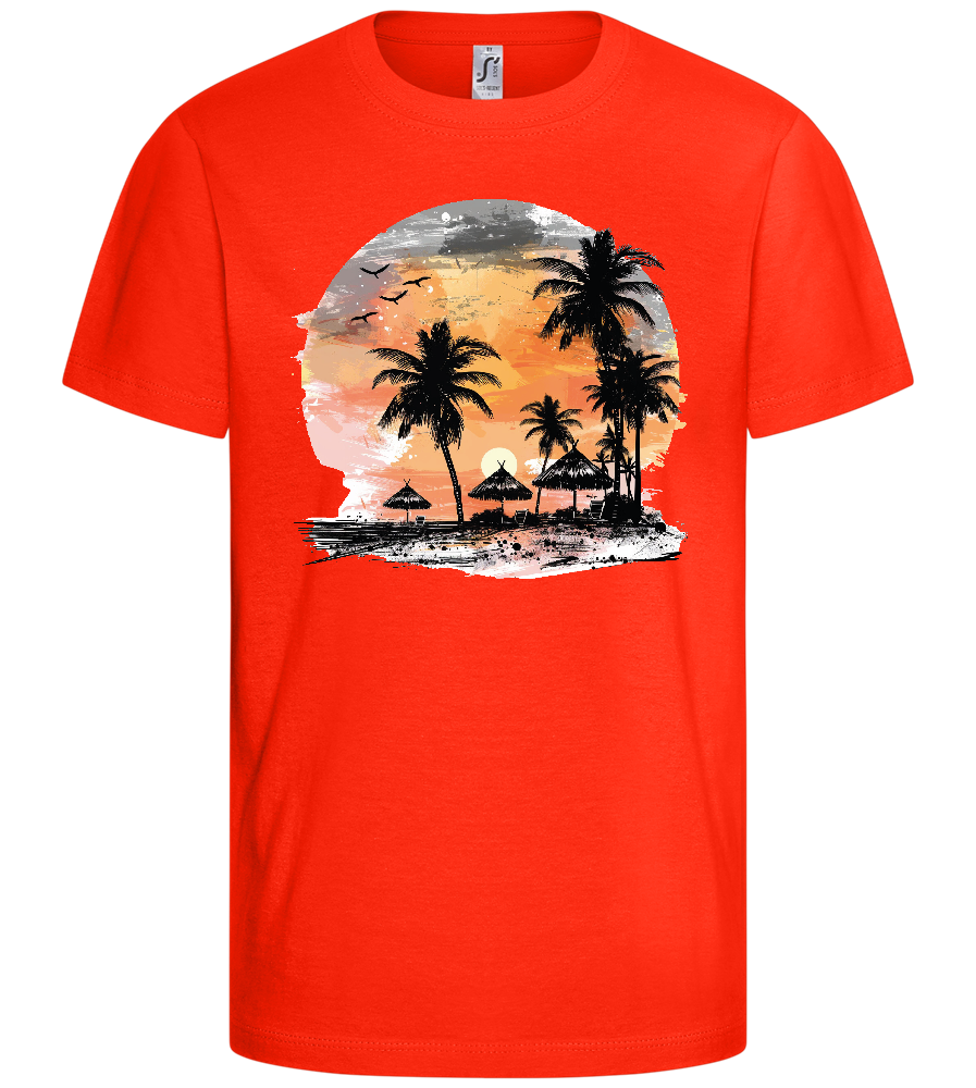 Tropical Sunset Design - Comfort kids fitted t-shirt_RED_front