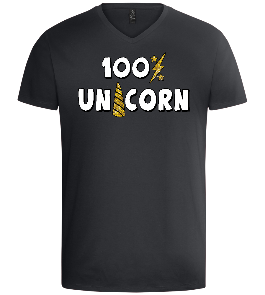 100 Percent Unicorn Design - Basic men's v-neck t-shirt_DARK GRAY_front