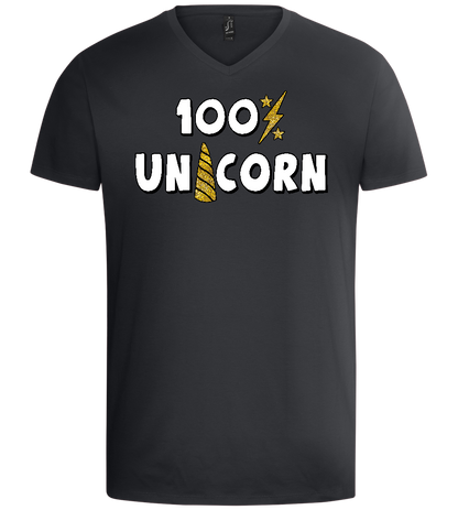 100 Percent Unicorn Design - Basic men's v-neck t-shirt_DARK GRAY_front