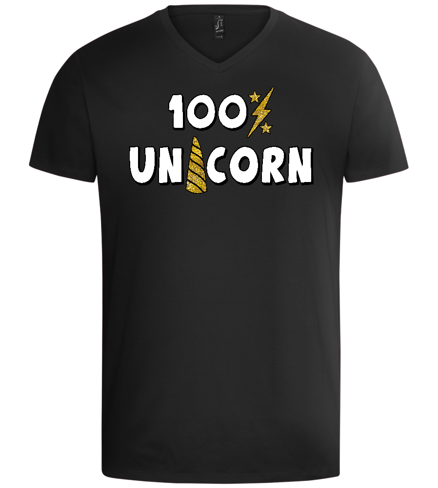 100 Percent Unicorn Design - Basic men's v-neck t-shirt_DEEP BLACK_front